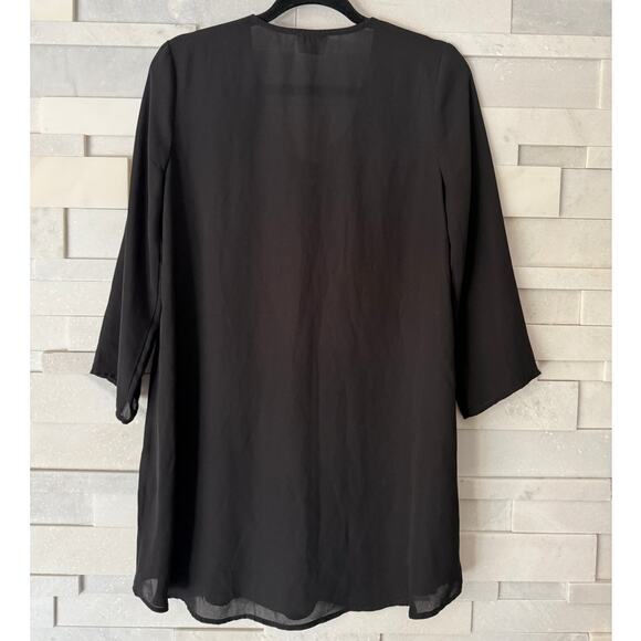 SHOW ME YOUR MUMU Thunderbird Oversize Flowy Lace Up Neck Black Dress S Bohemian - Picture 4 of 6